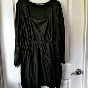 Liberty Love Green Long Sleeve Square Neck Dress